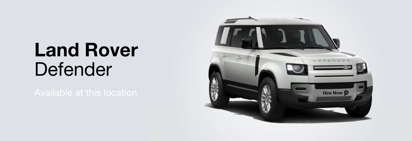 Land Rover Defender is available to hire at this location.